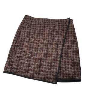 Loft Ann Taylor Fringe Christmas Tweed Wrap Skirt size 6